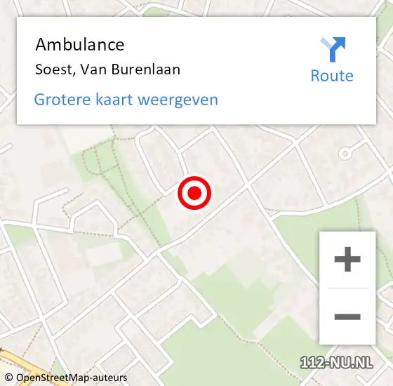 Locatie op kaart van de 112 melding: Ambulance Soest, Van Burenlaan op 14 september 2016 14:55