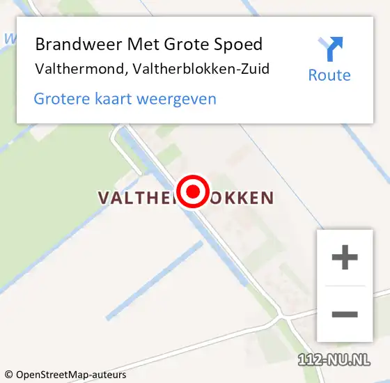 Locatie op kaart van de 112 melding: Brandweer Met Grote Spoed Naar Valthermond, Valtherblokken-Zuid op 14 september 2016 15:10