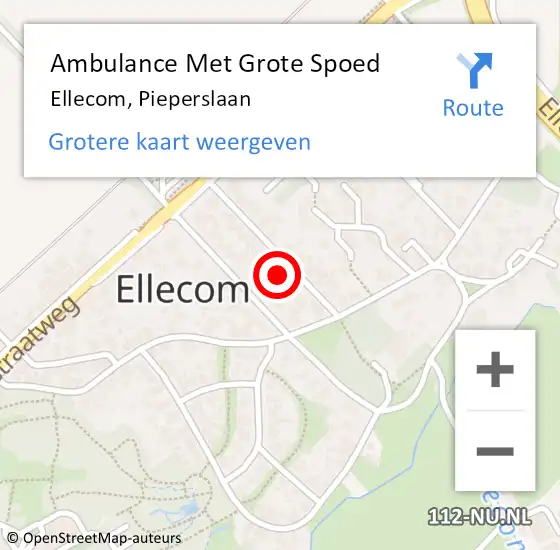 Locatie op kaart van de 112 melding: Ambulance Met Grote Spoed Naar Ellecom, Pieperslaan op 14 september 2016 19:20