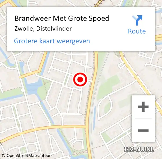 Locatie op kaart van de 112 melding: Brandweer Met Grote Spoed Naar Zwolle, Distelvlinder op 16 september 2016 12:02
