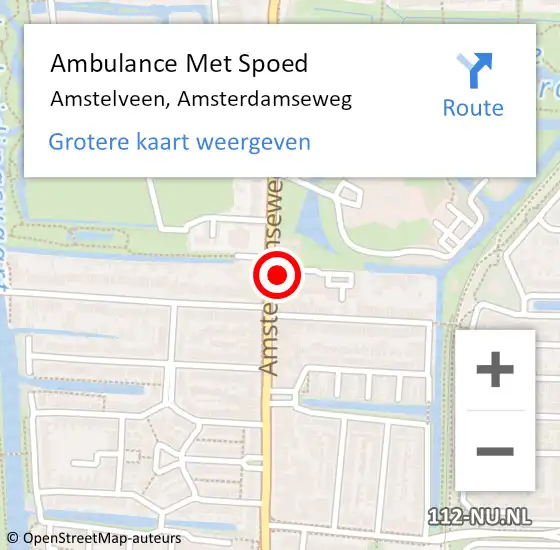 Locatie op kaart van de 112 melding: Ambulance Met Spoed Naar Amstelveen, Amsterdamseweg op 16 september 2016 12:21