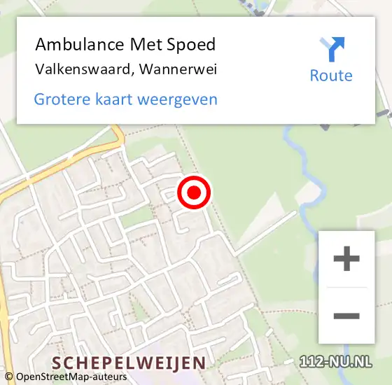 Locatie op kaart van de 112 melding: Ambulance Met Spoed Naar Valkenswaard, Wannerwei op 16 september 2016 15:59