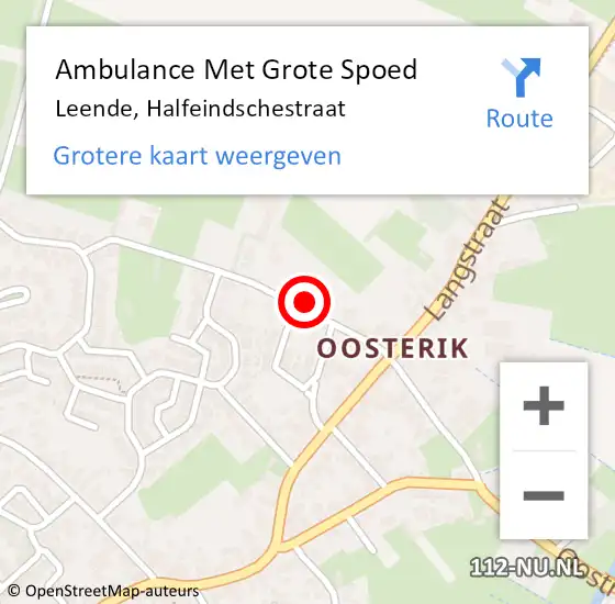Locatie op kaart van de 112 melding: Ambulance Met Grote Spoed Naar Leende, Halfeindschestraat op 16 september 2016 20:34