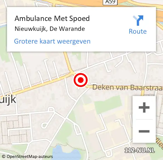 Locatie op kaart van de 112 melding: Ambulance Met Spoed Naar Nieuwkuijk, De Warande op 16 september 2016 21:13
