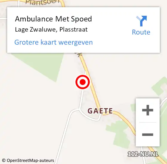 Locatie op kaart van de 112 melding: Ambulance Met Spoed Naar Lage Zwaluwe, Plasstraat op 17 september 2016 01:06