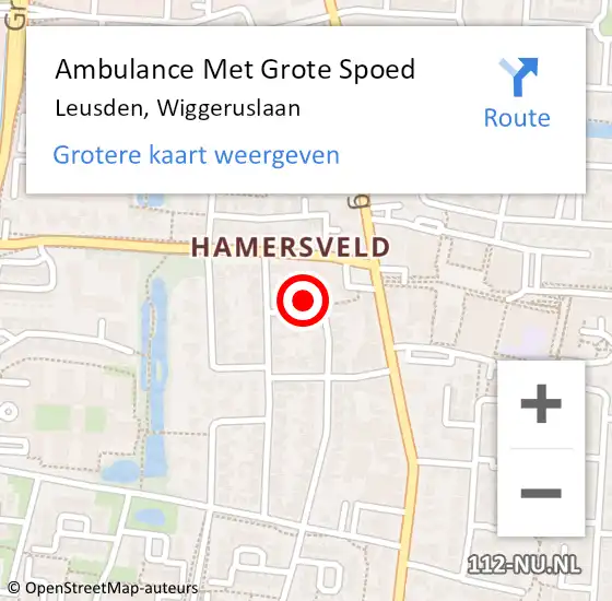Locatie op kaart van de 112 melding: Ambulance Met Grote Spoed Naar Leusden, Wiggeruslaan op 17 september 2016 03:35