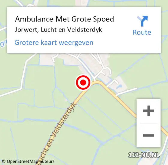 Locatie op kaart van de 112 melding: Ambulance Met Grote Spoed Naar Jorwert, Lucht en Veldsterdyk op 17 september 2016 13:05