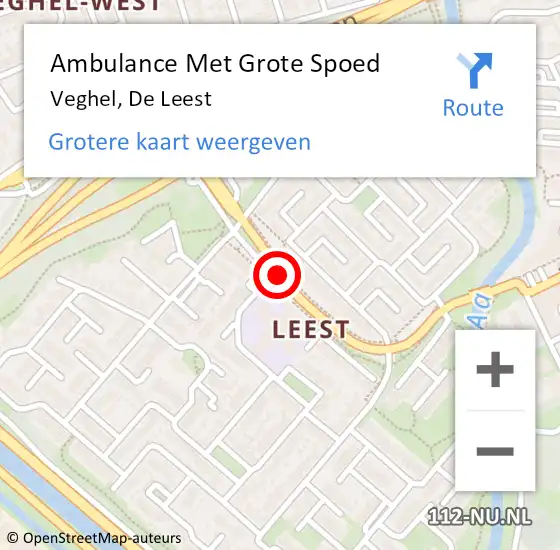Locatie op kaart van de 112 melding: Ambulance Met Grote Spoed Naar Veghel, De Leest op 17 september 2016 20:31