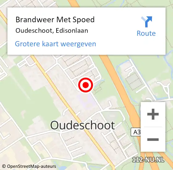 Locatie op kaart van de 112 melding: Brandweer Met Spoed Naar Oudeschoot, Edisonlaan op 17 september 2016 21:53