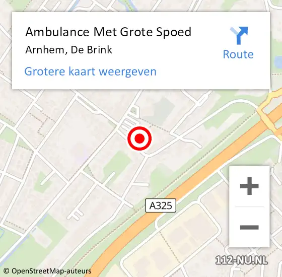 Locatie op kaart van de 112 melding: Ambulance Met Grote Spoed Naar Arnhem, De Brink op 17 september 2016 23:00