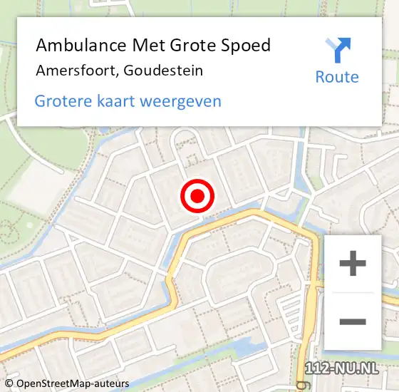Locatie op kaart van de 112 melding: Ambulance Met Grote Spoed Naar Amersfoort, Goudestein op 18 september 2016 00:11