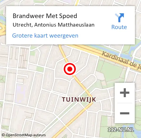 Locatie op kaart van de 112 melding: Brandweer Met Spoed Naar Utrecht, Antonius Matthaeuslaan op 18 september 2016 00:57