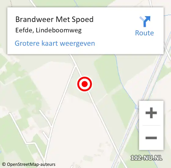 Locatie op kaart van de 112 melding: Brandweer Met Spoed Naar Eefde, Lindeboomweg op 18 september 2016 14:43