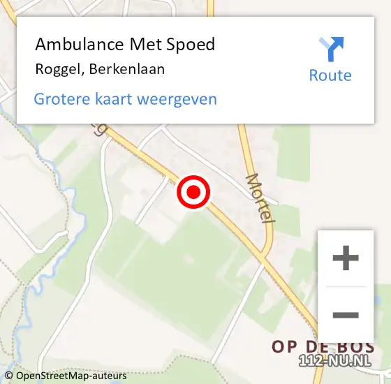 Locatie op kaart van de 112 melding: Ambulance Met Spoed Naar Roggel, Berkenlaan op 18 september 2016 15:56