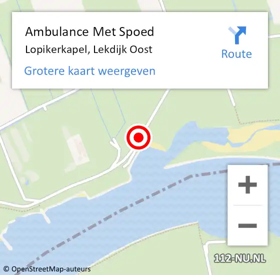 Locatie op kaart van de 112 melding: Ambulance Met Spoed Naar Lopikerkapel, Lekdijk Oost op 18 september 2016 17:02