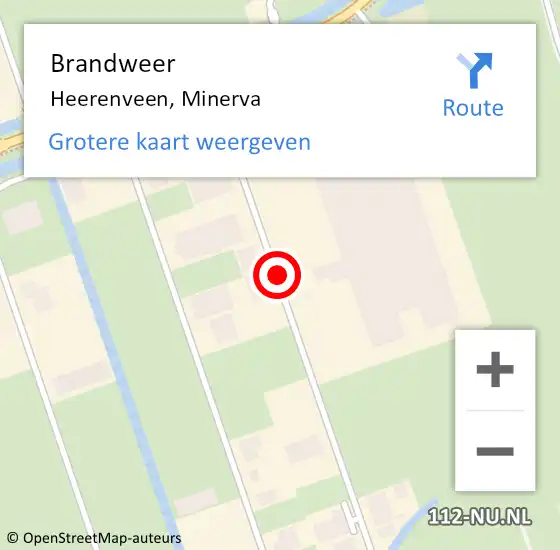 Locatie op kaart van de 112 melding: Brandweer Heerenveen, Minerva op 18 september 2016 19:11