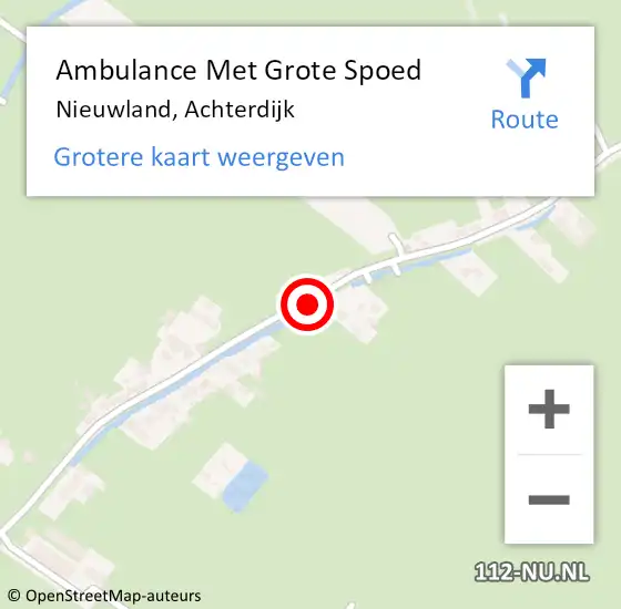 Locatie op kaart van de 112 melding: Ambulance Met Grote Spoed Naar Nieuwland, Achterdijk op 17 september 2013 12:06
