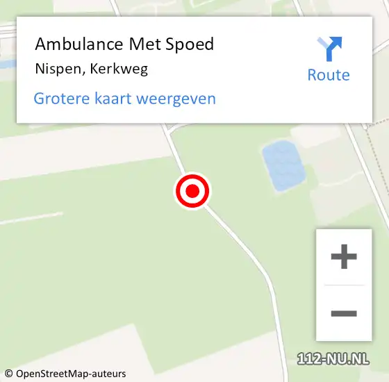 Locatie op kaart van de 112 melding: Ambulance Met Spoed Naar Nispen, Kerkweg op 19 september 2016 11:06