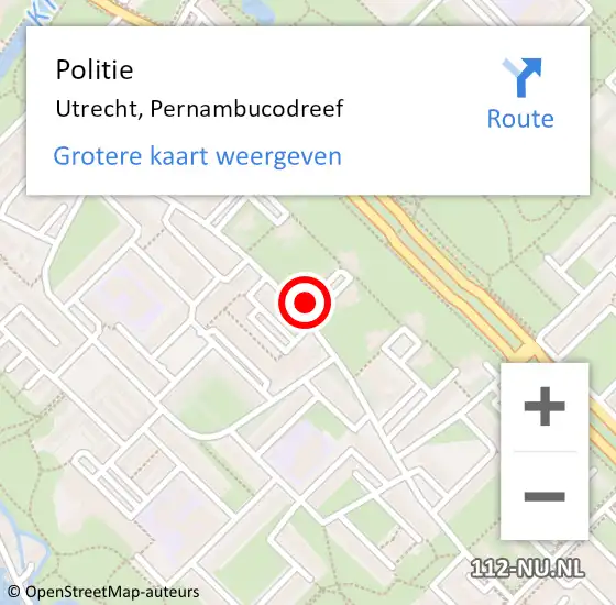 Locatie op kaart van de 112 melding: Politie Utrecht, Pernambucodreef op 19 september 2016 11:42