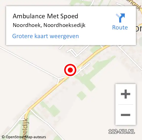 Locatie op kaart van de 112 melding: Ambulance Met Spoed Naar Noordhoek, Noordhoeksedijk op 19 september 2016 20:05
