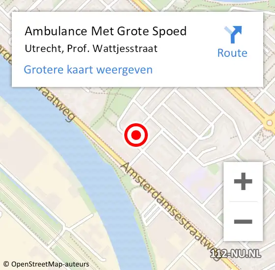 Locatie op kaart van de 112 melding: Ambulance Met Grote Spoed Naar Utrecht, Prof. Wattjesstraat op 19 september 2016 20:11