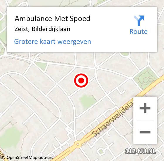 Locatie op kaart van de 112 melding: Ambulance Met Spoed Naar Zeist, Bilderdijklaan op 20 september 2016 01:26