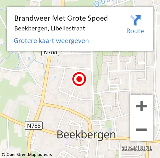 Locatie op kaart van de 112 melding: Brandweer Met Grote Spoed Naar Beekbergen, Libellestraat op 20 september 2016 09:55