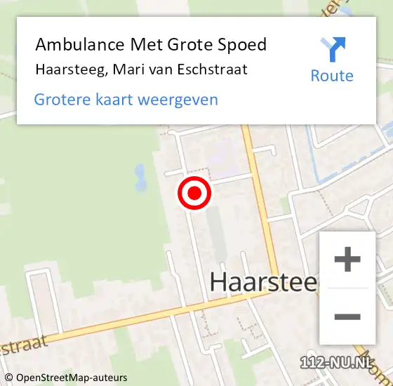 Locatie op kaart van de 112 melding: Ambulance Met Grote Spoed Naar Haarsteeg, Mari van Eschstraat op 20 september 2016 11:27