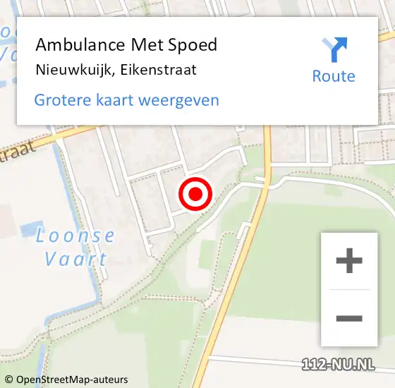 Locatie op kaart van de 112 melding: Ambulance Met Spoed Naar Nieuwkuijk, Eikenstraat op 20 september 2016 14:58