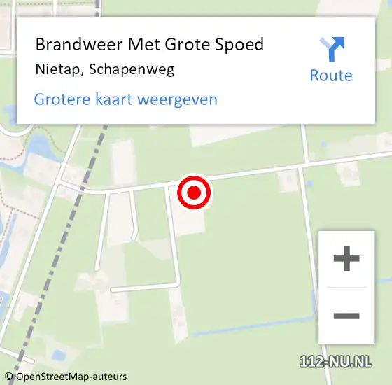 Locatie op kaart van de 112 melding: Brandweer Met Grote Spoed Naar Nietap, Schapenweg op 20 september 2016 16:43