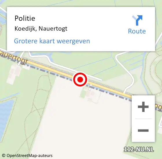 Locatie op kaart van de 112 melding: Politie Koedijk, Nauertogt op 20 september 2016 16:58