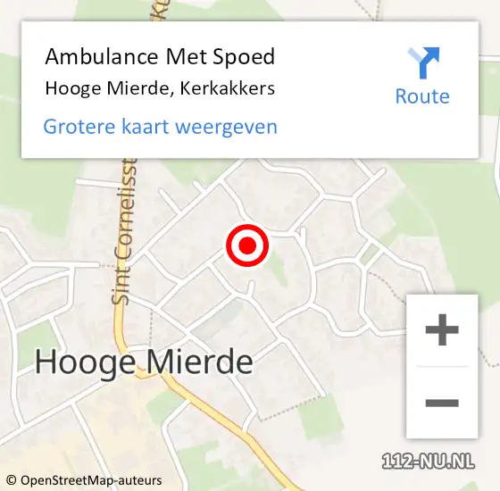 Locatie op kaart van de 112 melding: Ambulance Met Spoed Naar Hooge Mierde, Kerkakkers op 21 september 2016 00:11