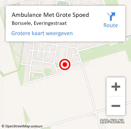 Locatie op kaart van de 112 melding: Ambulance Met Grote Spoed Naar Borssele, Everingestraat op 21 september 2016 07:51