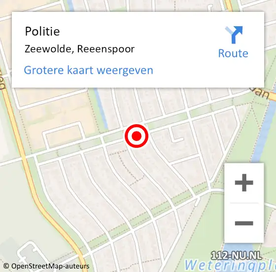 Locatie op kaart van de 112 melding: Politie Zeewolde, Reeenspoor op 21 september 2016 16:59