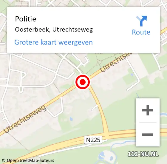 Locatie op kaart van de 112 melding: Politie Oosterbeek, Utrechtseweg op 21 september 2016 18:06