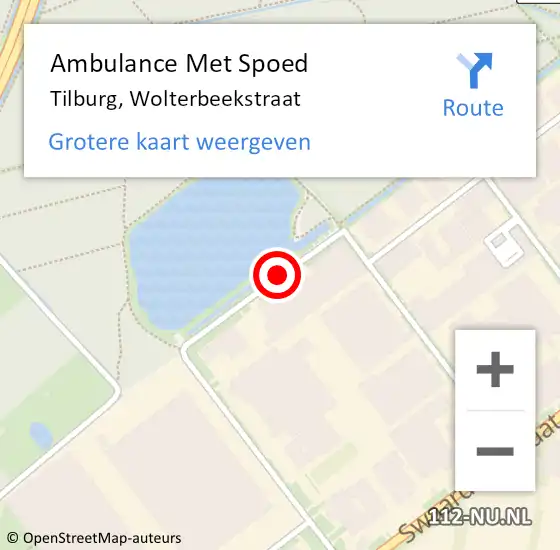 Locatie op kaart van de 112 melding: Ambulance Met Spoed Naar Tilburg, Wolterbeekstraat op 21 september 2016 18:26