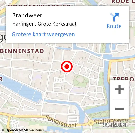 Locatie op kaart van de 112 melding: Brandweer Harlingen, Grote Kerkstraat op 21 september 2016 19:08