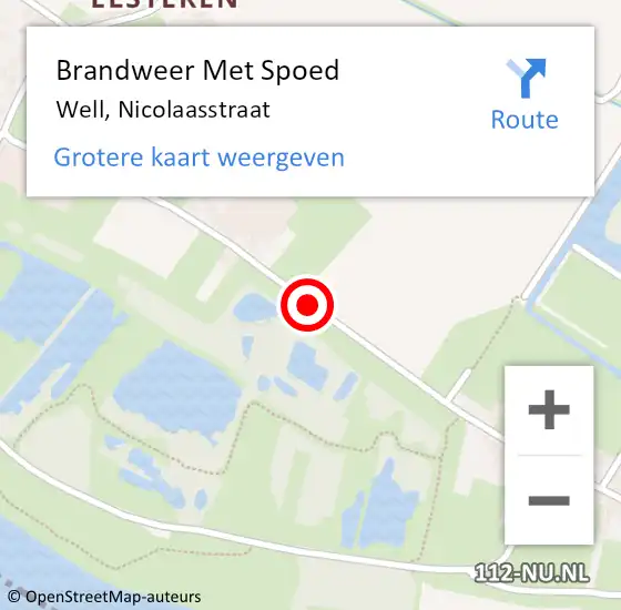 Locatie op kaart van de 112 melding: Brandweer Met Spoed Naar Well, Nicolaasstraat op 22 september 2016 09:45