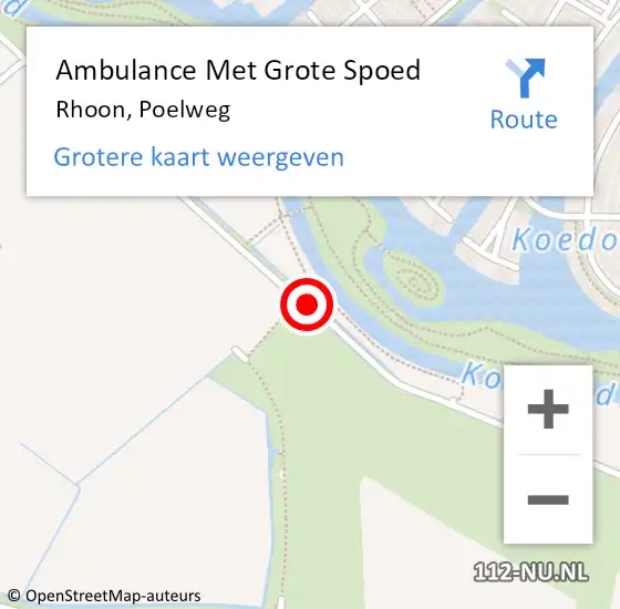 Locatie op kaart van de 112 melding: Ambulance Met Grote Spoed Naar Rhoon, Poelweg op 22 september 2016 13:36
