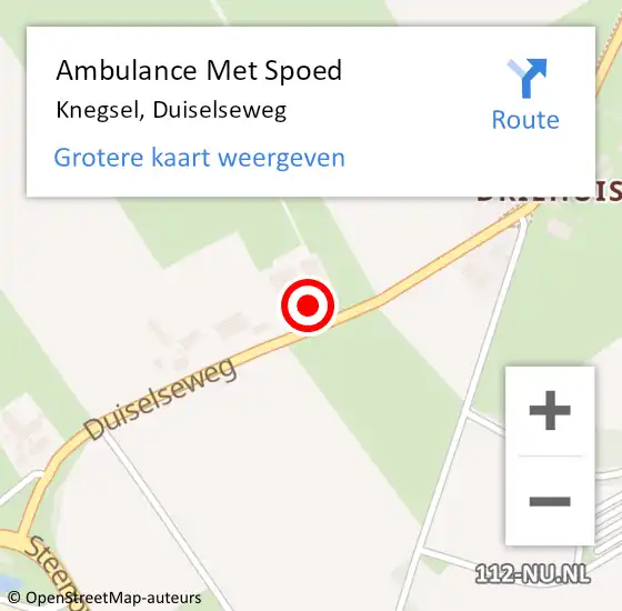 Locatie op kaart van de 112 melding: Ambulance Met Spoed Naar Knegsel, Duiselseweg op 22 september 2016 16:50