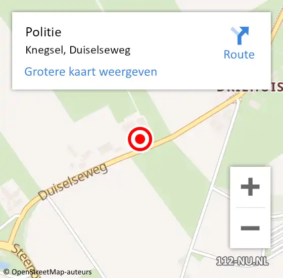 Locatie op kaart van de 112 melding: Politie Knegsel, Duiselseweg op 22 september 2016 16:52