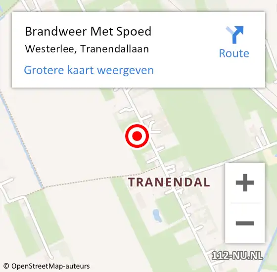 Locatie op kaart van de 112 melding: Brandweer Met Spoed Naar Westerlee, Tranendallaan op 22 september 2016 21:18