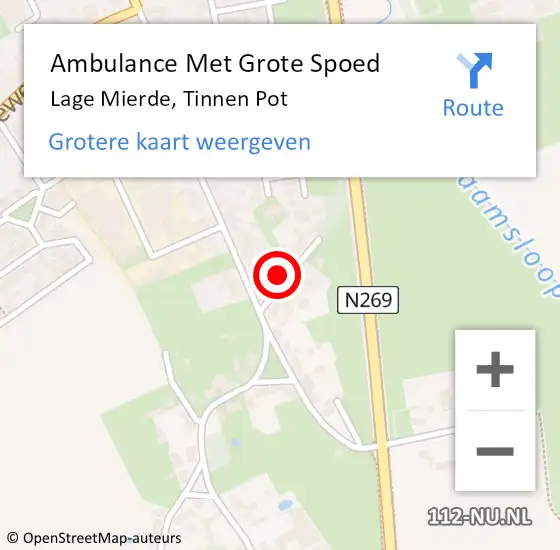 Locatie op kaart van de 112 melding: Ambulance Met Grote Spoed Naar Lage Mierde, Tinnen Pot op 23 september 2016 09:30