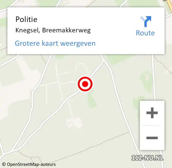 Locatie op kaart van de 112 melding: Politie Knegsel, Breemakkerweg op 23 september 2016 12:49
