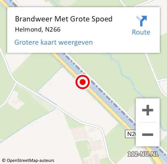 Locatie op kaart van de 112 melding: Brandweer Met Grote Spoed Naar Helmond, N266 op 23 september 2016 13:14