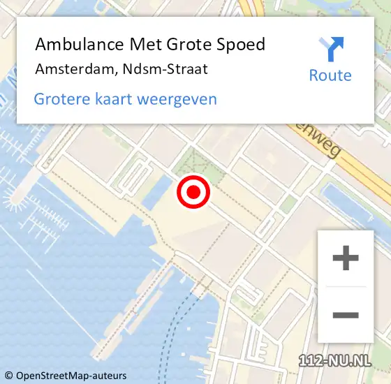 Locatie op kaart van de 112 melding: Ambulance Met Grote Spoed Naar Amsterdam, Ndsm-Straat op 23 september 2016 19:20