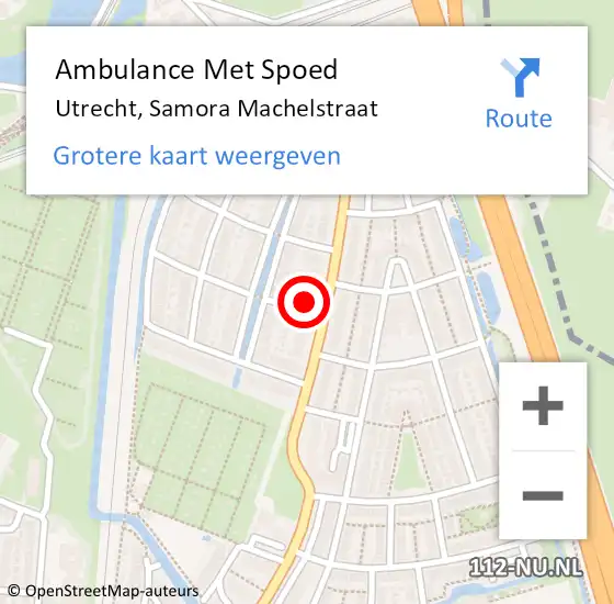 Locatie op kaart van de 112 melding: Ambulance Met Spoed Naar Utrecht, Samora Machelstraat op 24 september 2016 04:53