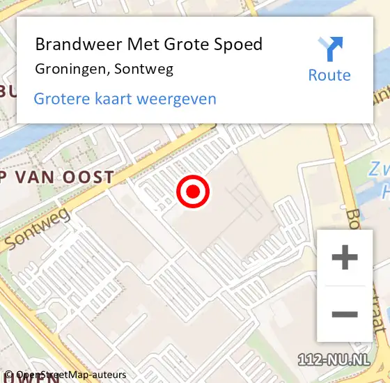 Locatie op kaart van de 112 melding: Brandweer Met Grote Spoed Naar Groningen, Sontweg op 24 september 2016 08:43