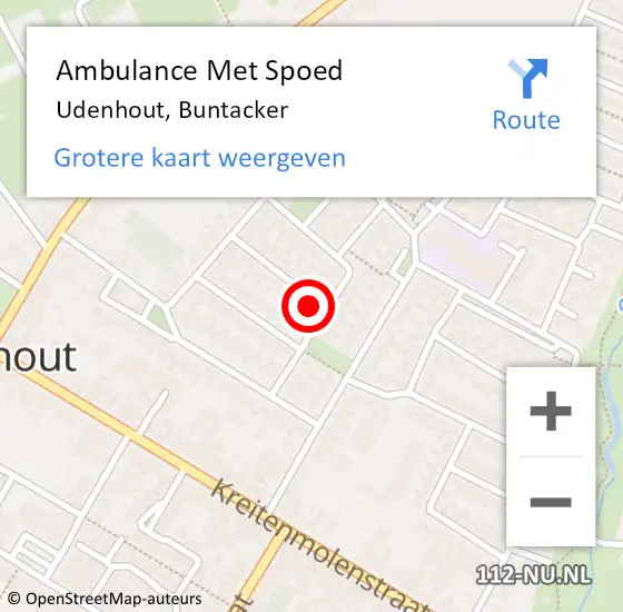 Locatie op kaart van de 112 melding: Ambulance Met Spoed Naar Udenhout, Buntacker op 24 september 2016 12:00