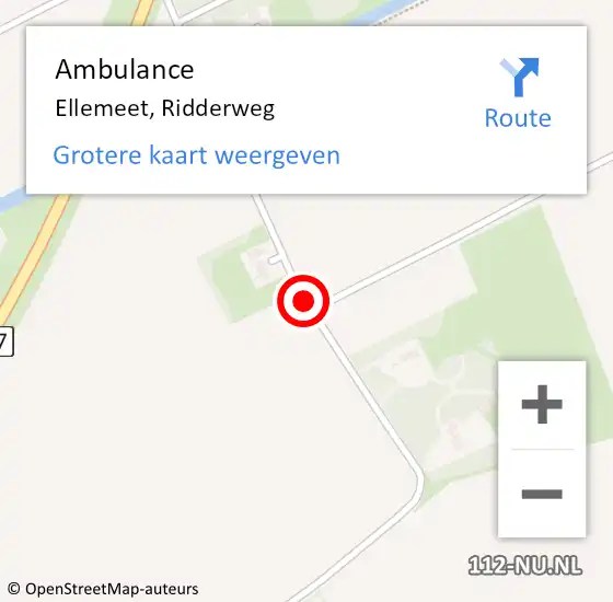 Locatie op kaart van de 112 melding: Ambulance Ellemeet, Ridderweg op 24 september 2016 12:26